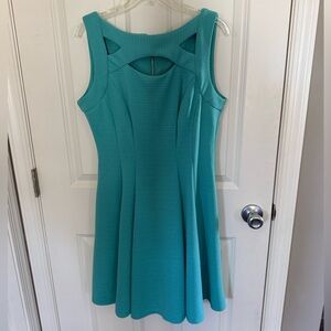 Danny & Nicole Teal Cutout Fit-and-Flare Mini Dress